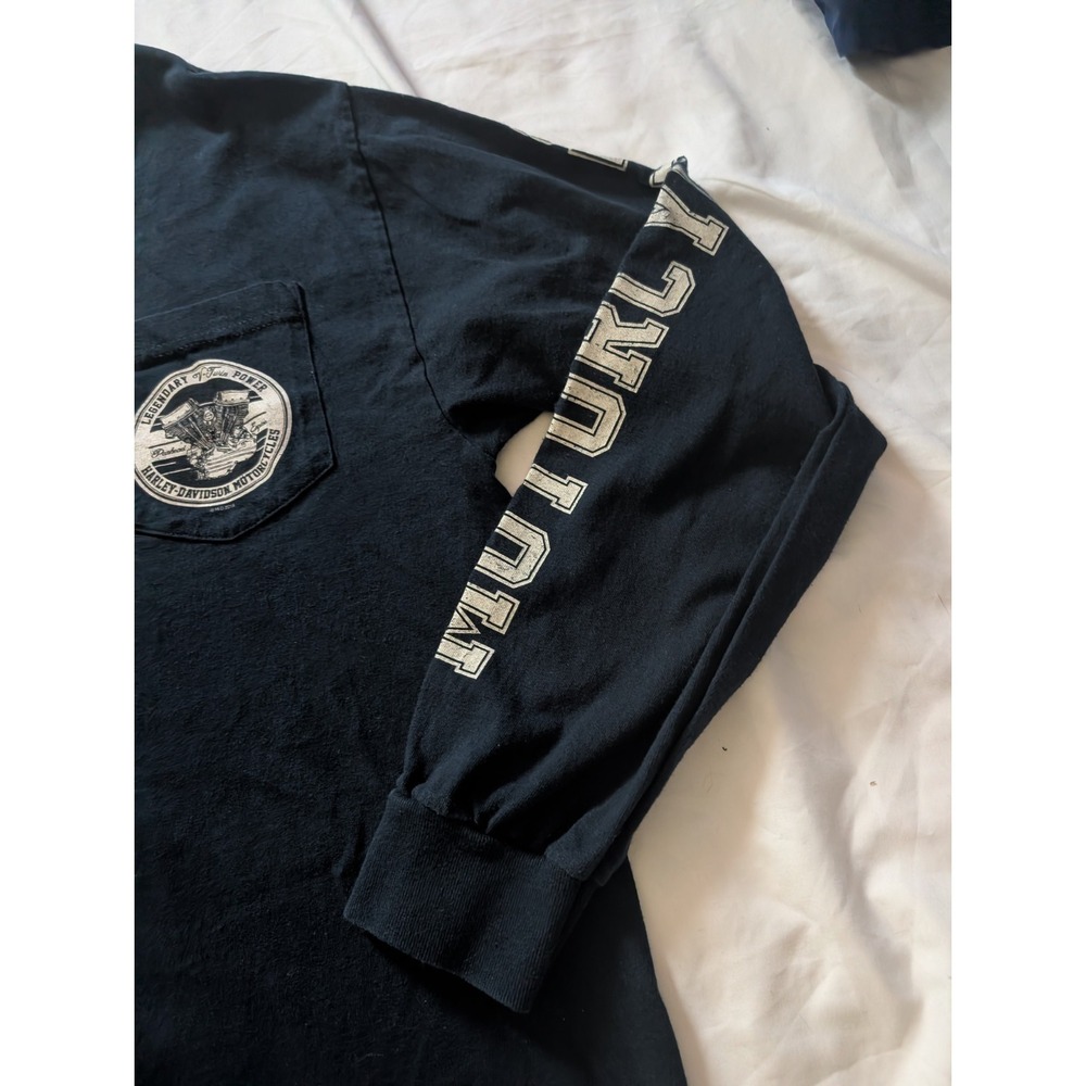 Harley Davidson‎ Mens Large Blue 2016 Long Sleeve Tee With Back Graphic - Picture 2 of 8